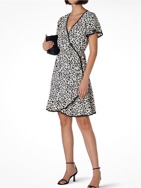 Slate &Willow Black and White Leopard Wrap Dress - Women